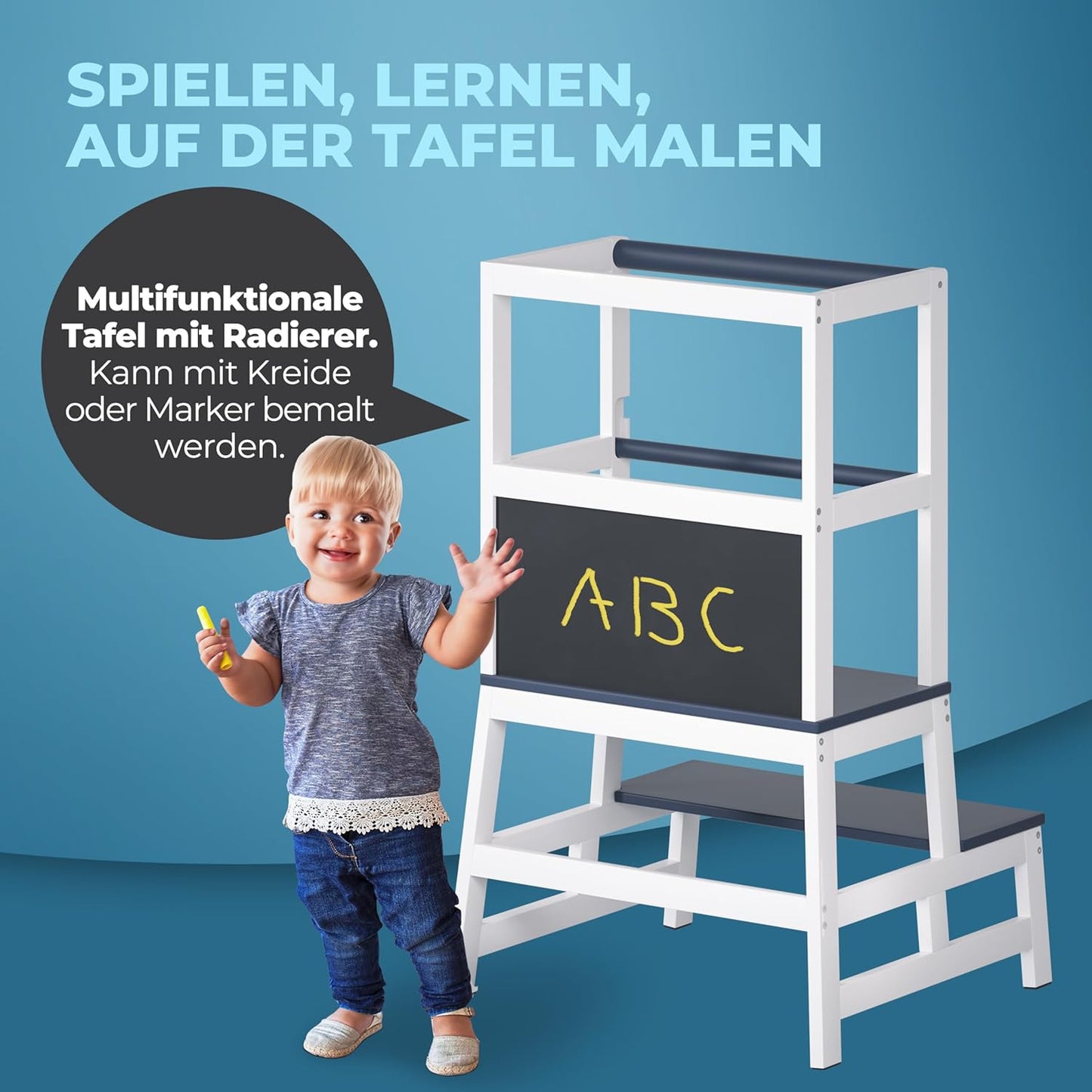 Lernturm mit Tafel, Weiß-grau