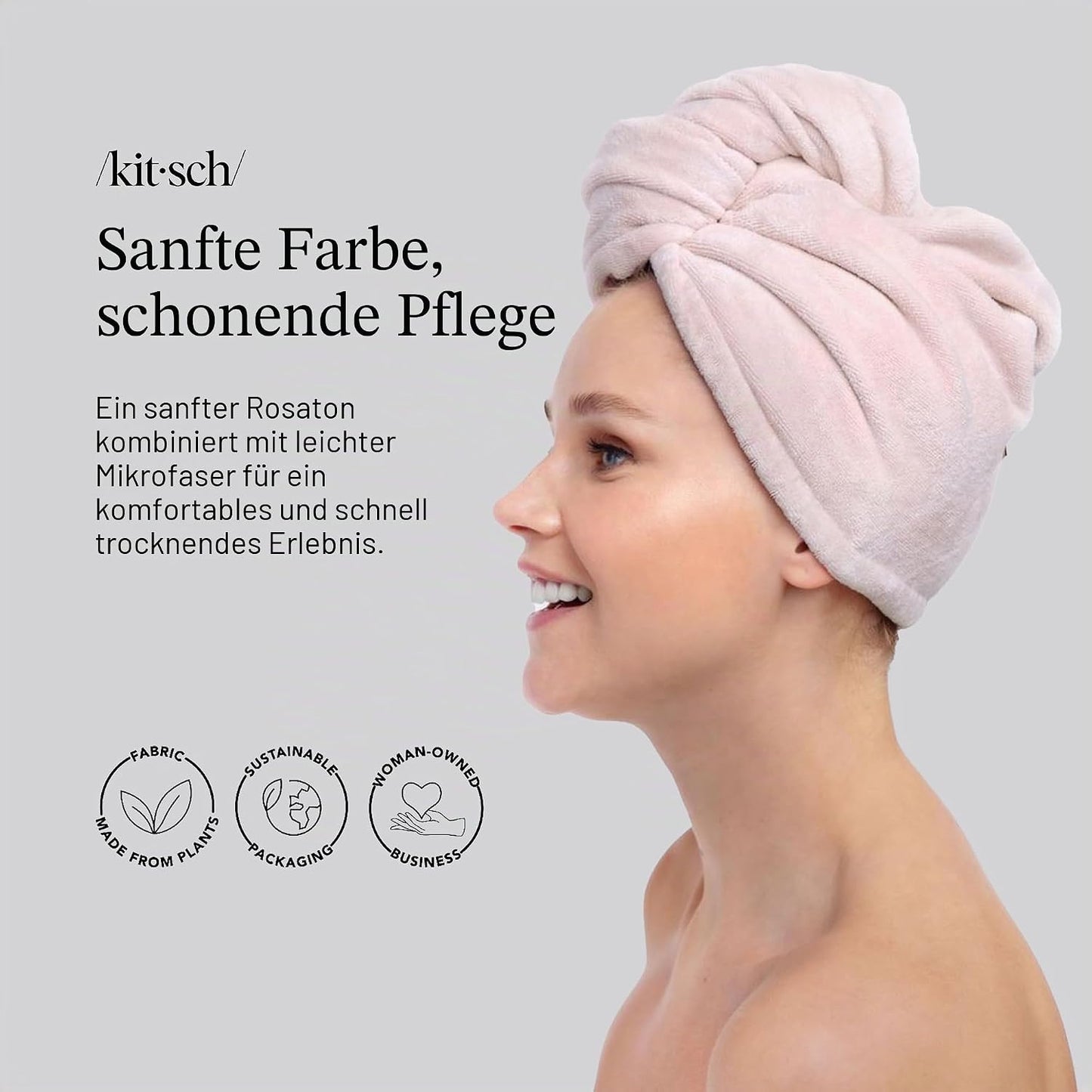 Mikrofaser Handtuch für Haare Anti-Frizz Wrap, Rosa