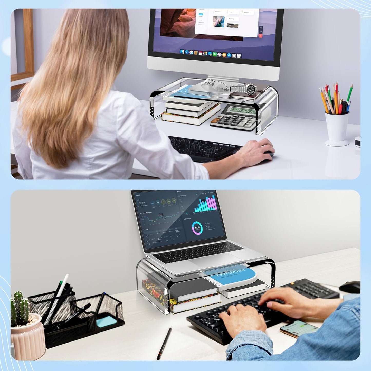 Monitorständer mit Tastaturablage, Klein - 1 Ebene