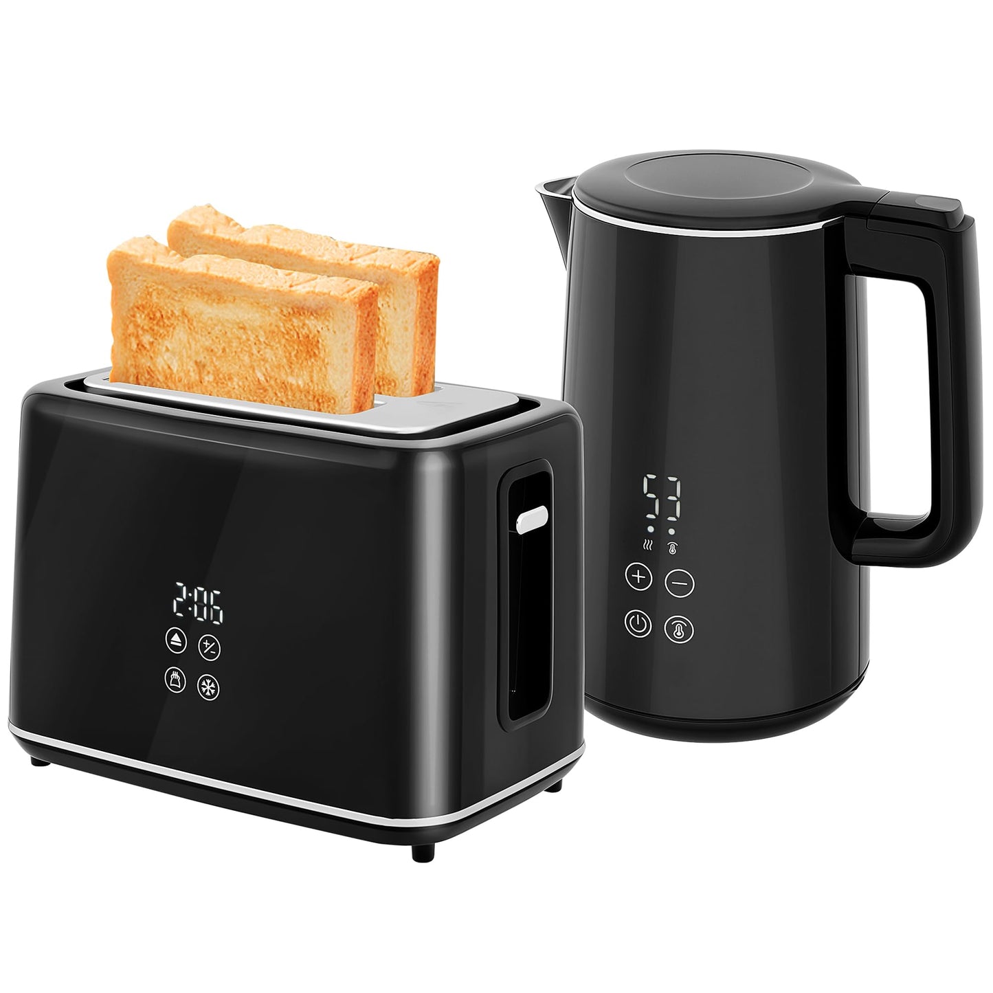 Wasserkocher & Toaster Set, Schwarz