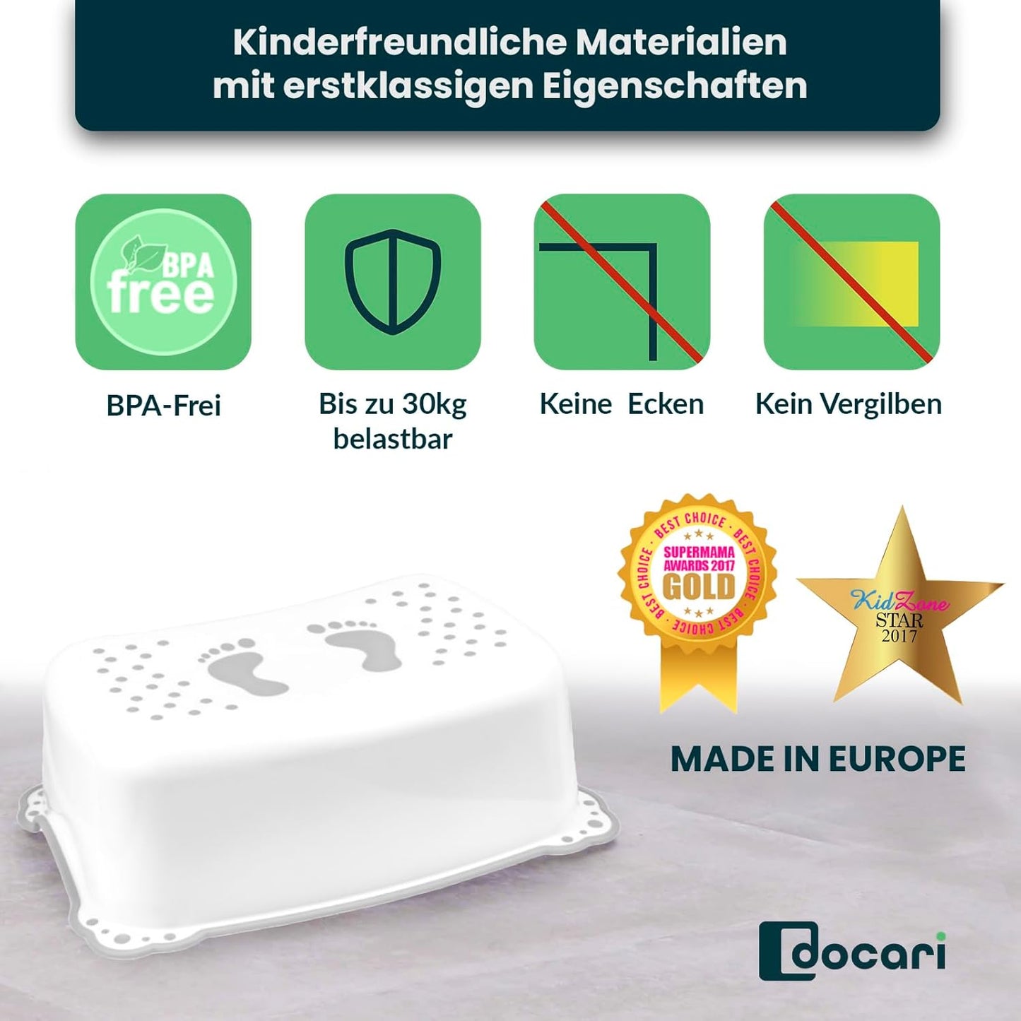 Toilettentrainer-Set mit Tritthocker für Kinder, Weiss 2er Set