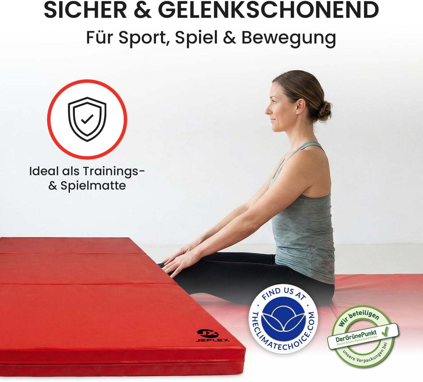 Klappbare Turn- und Gymnastikmatte, 210 x 100 x 8 cm, Rot