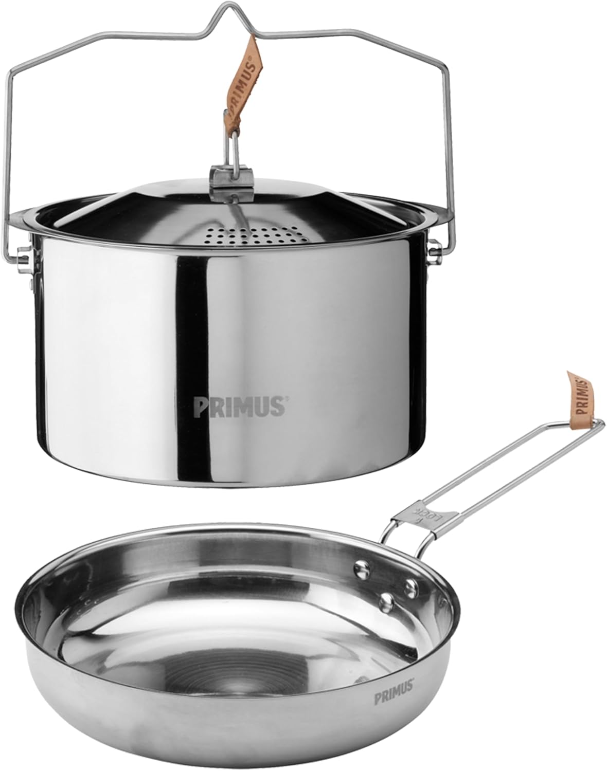 Camping-Kochset mit Topf & Pfanne, 3.0 L Topf + 21 cm Pfanne