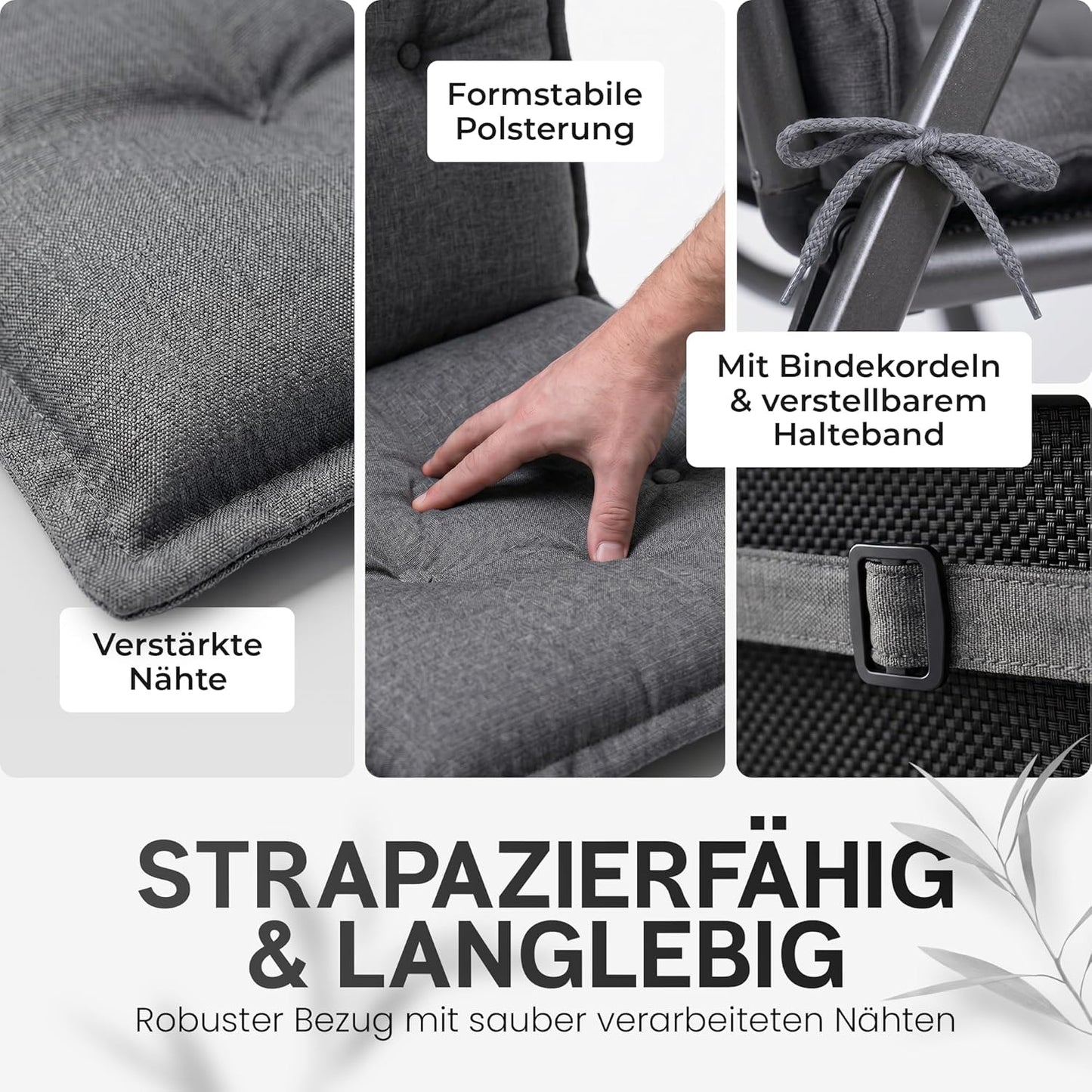 3er-Set Hochlehner-Sitzauflagen, 3-Stück Antrazit