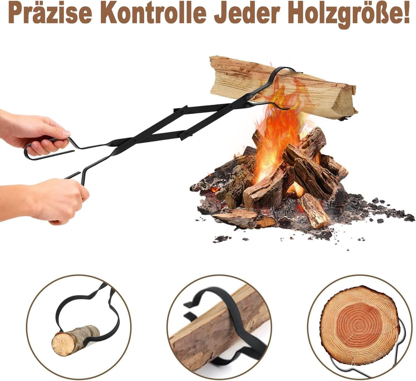 Kaminzangen-Set mit Schürhaken & Feuerzange, Feuerzange & Schüreisen
