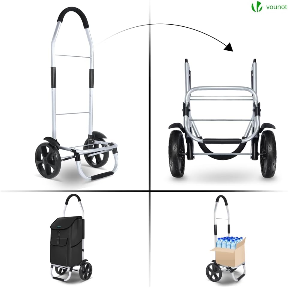 Klappbarer Einkaufstrolley, Schwarz 58L