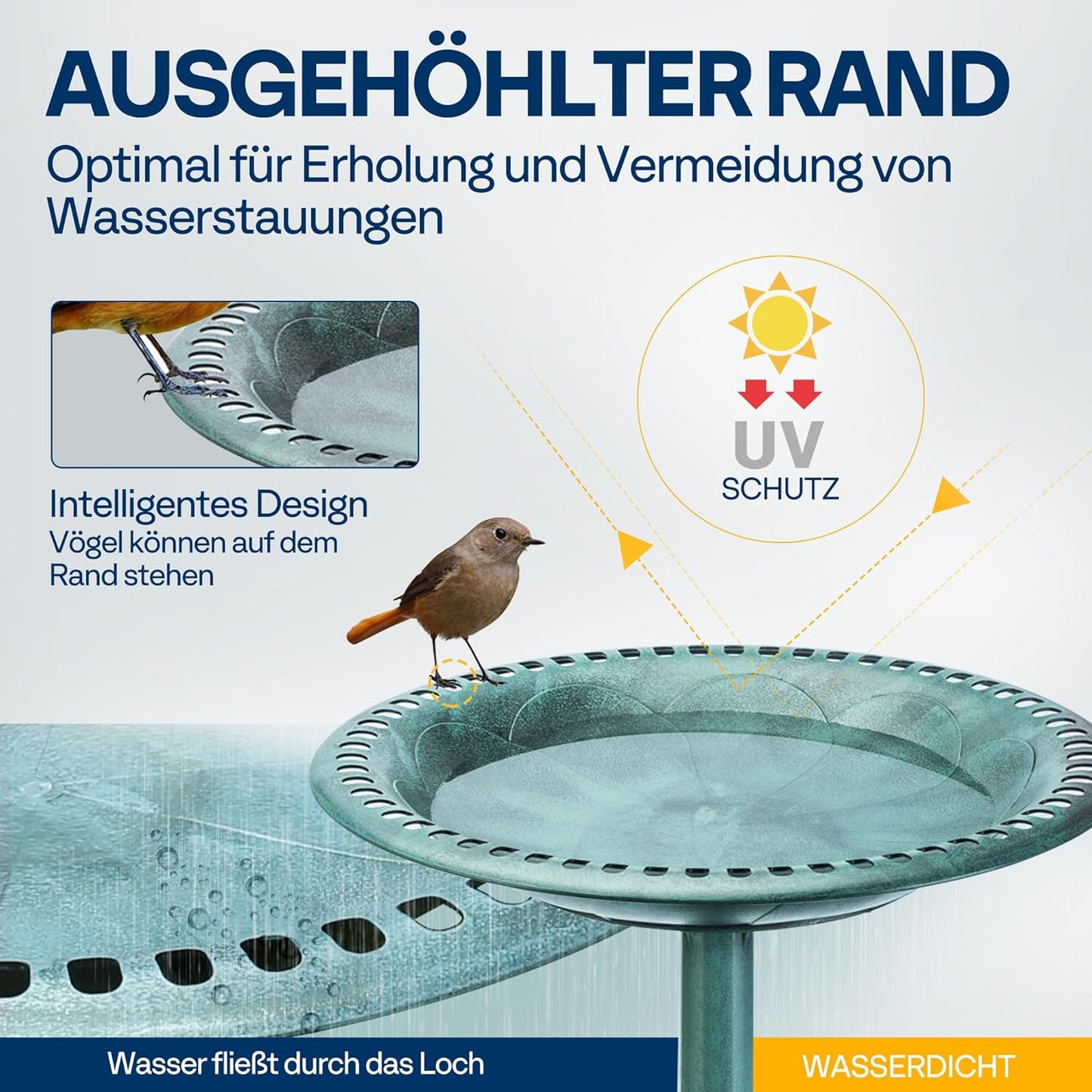 Vogeltränke antike Optik, Grün