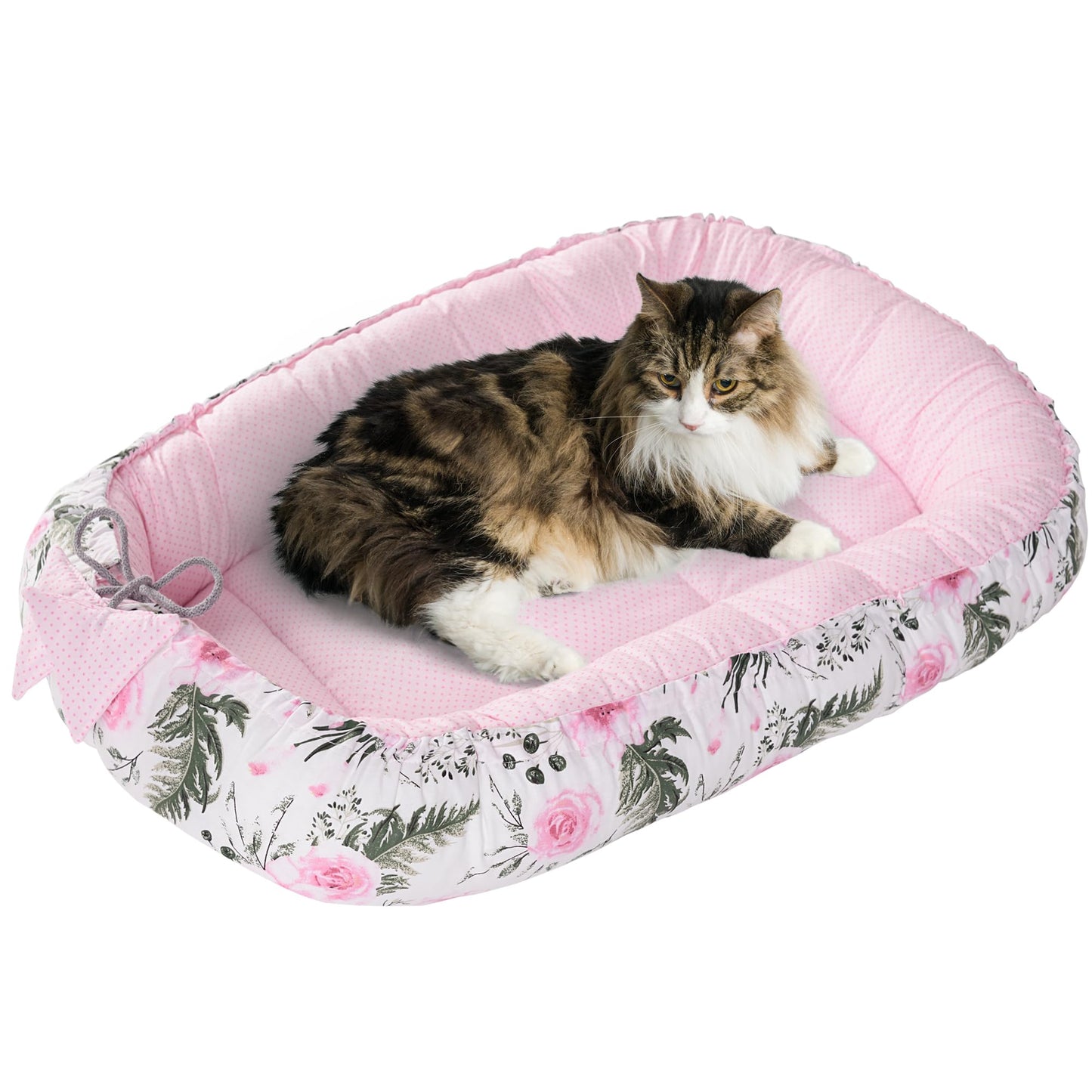 Kuschelbett für Katzen und kleine Hunde, Rosa Blument