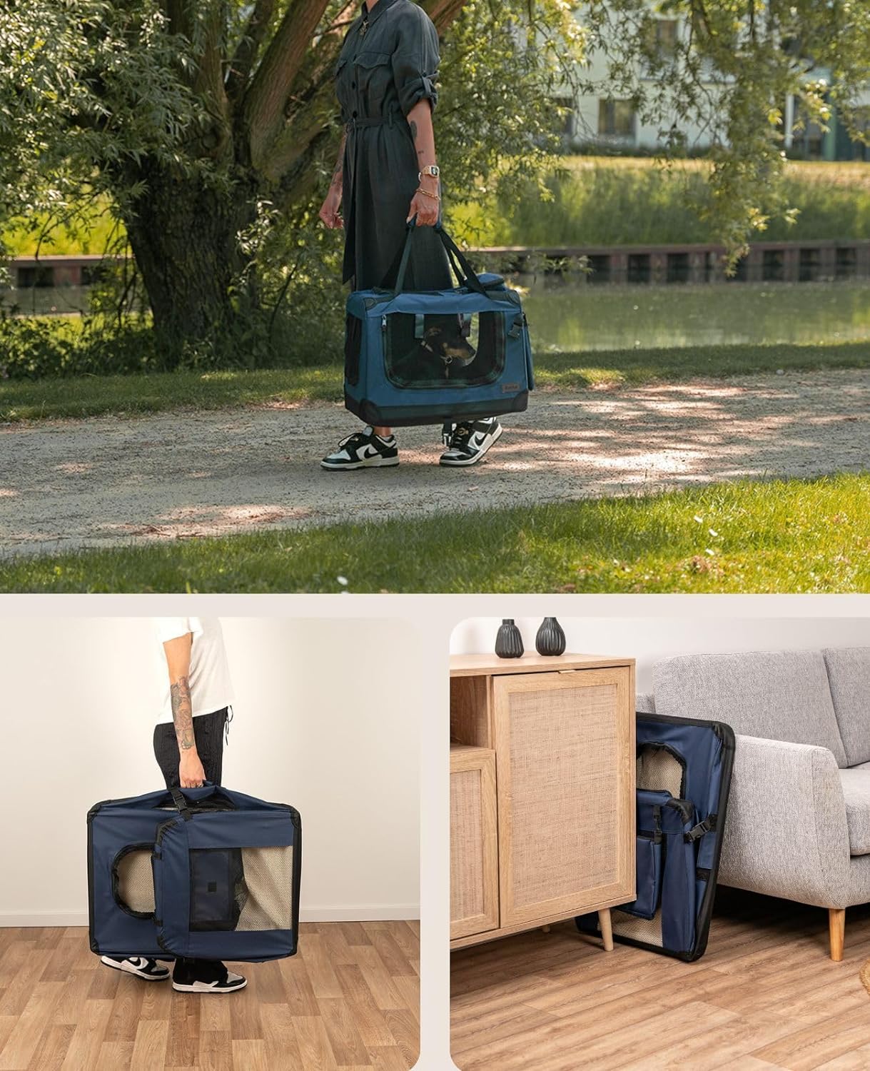 Hundetransportbox, Dunkelblau, 1 - XS: 50x34x36 cm