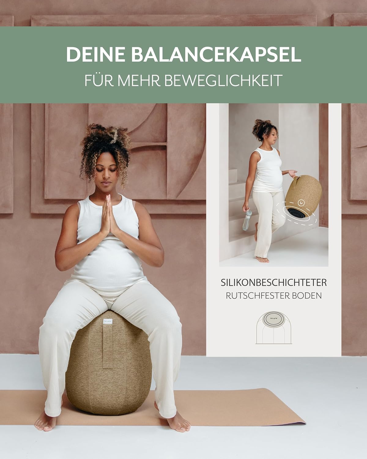 Kapsul Balancehocker-Serie, Macchiato 43.5T x 43.5B x 55H cm