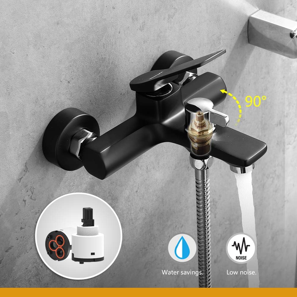 Einhebel-Badewannenarmatur Set M13004B mit Duschkopf, Schwarz Badewannenarmatur