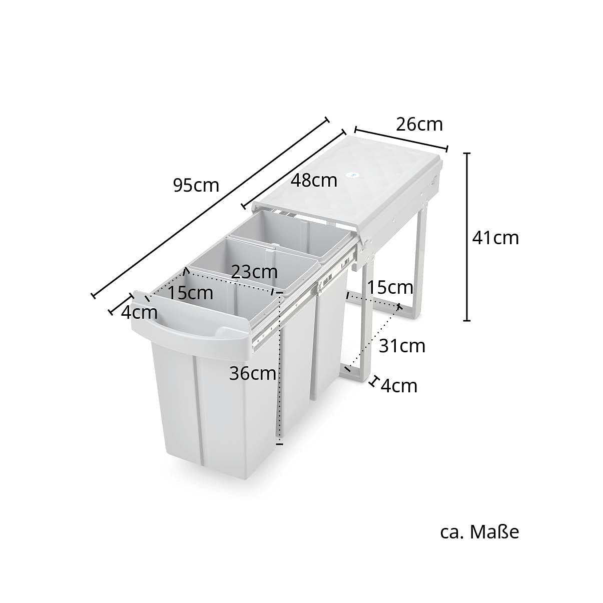 Einbau-Mülleimer, 3x10L
