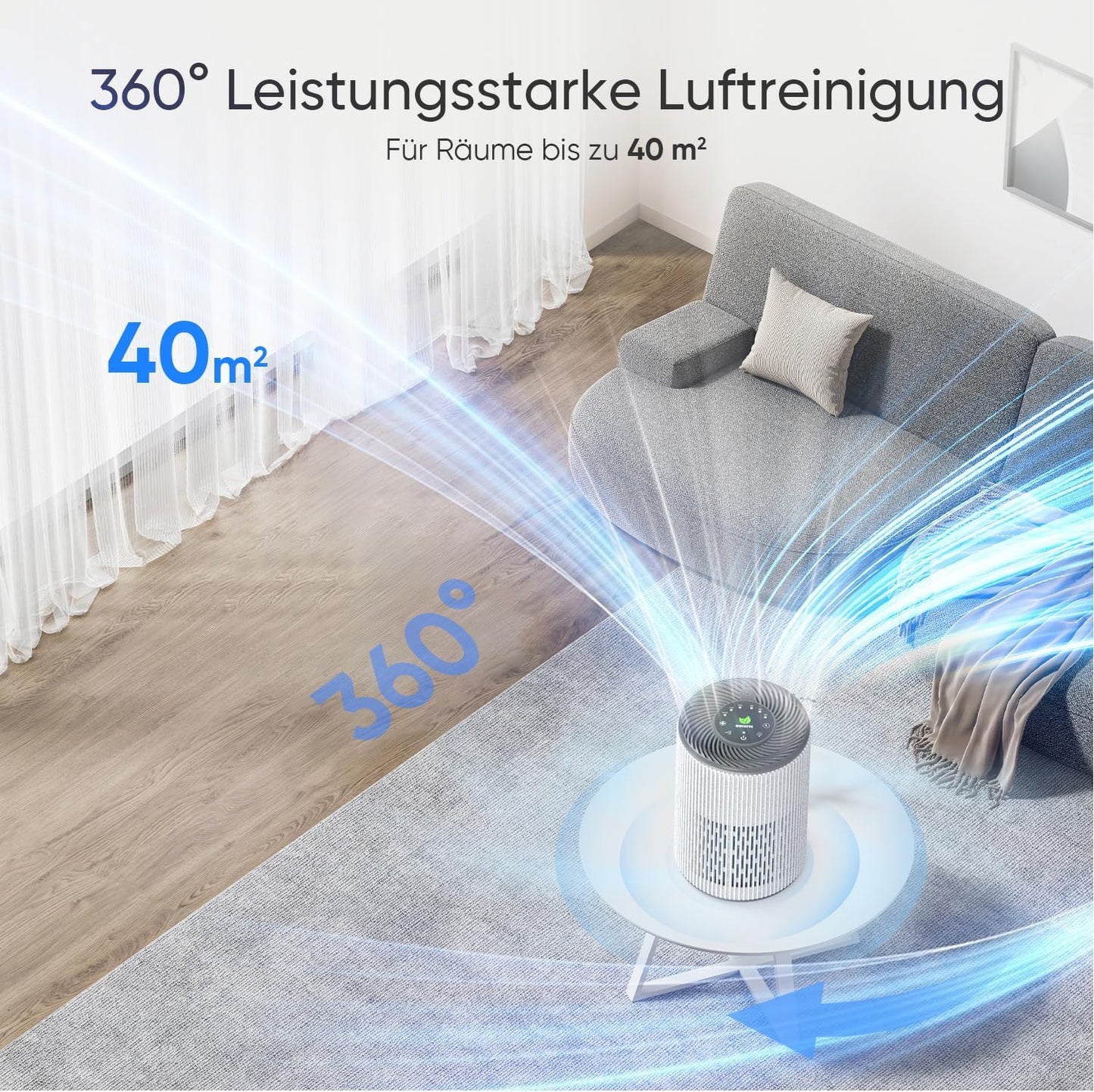 Tragbarer Luftreiniger mit Aroma & Nachtlicht, Lichter & Aroma