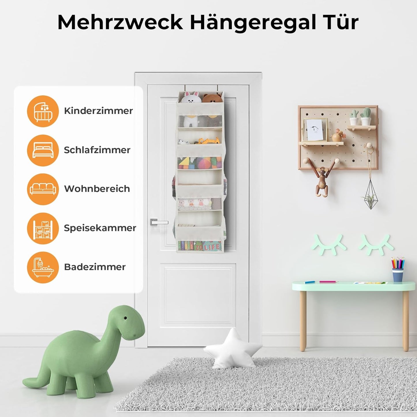 Tür-Hängeregal, 4 Fächern Beige - 1 Stück