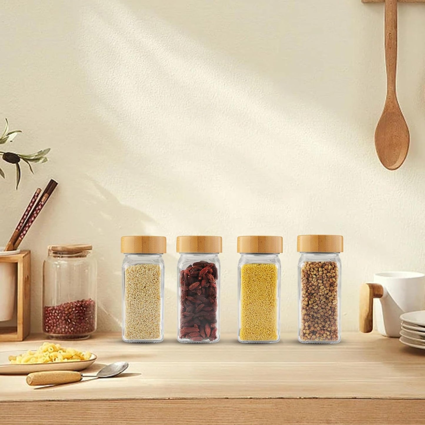 12-teiliges Gewürzgläser Set, Quadratisch