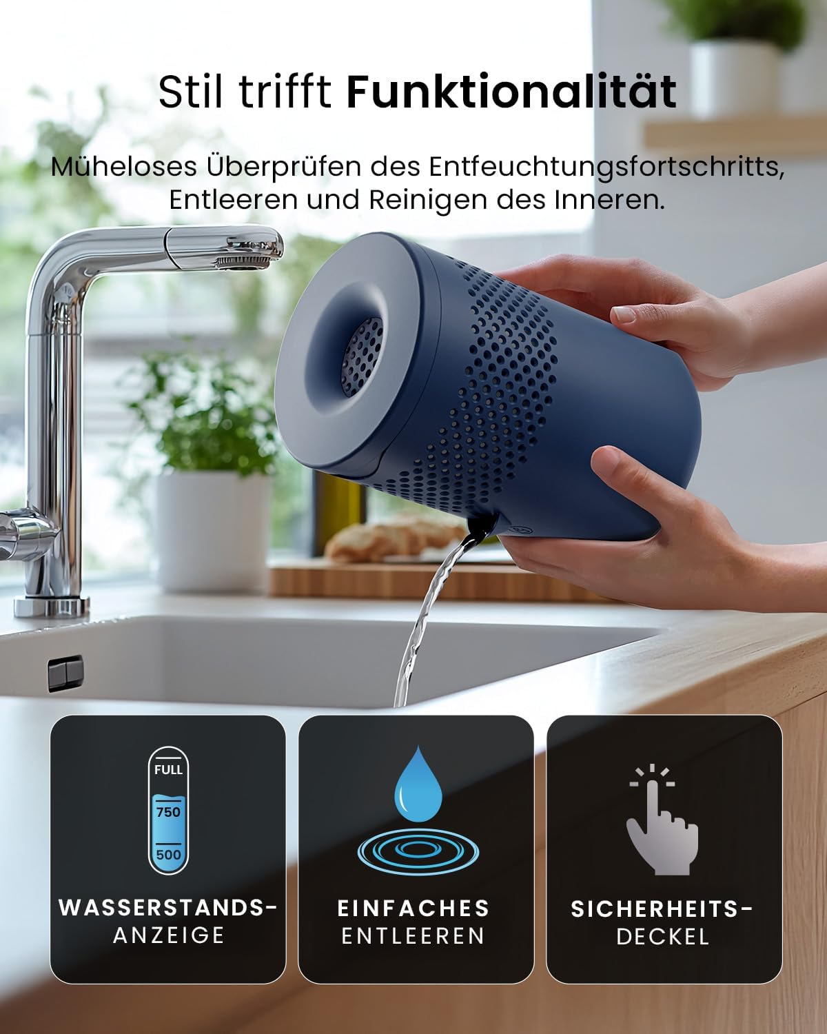 Osmo Mini Luftentfeuchter für Zuhause & Auto, Marineblau