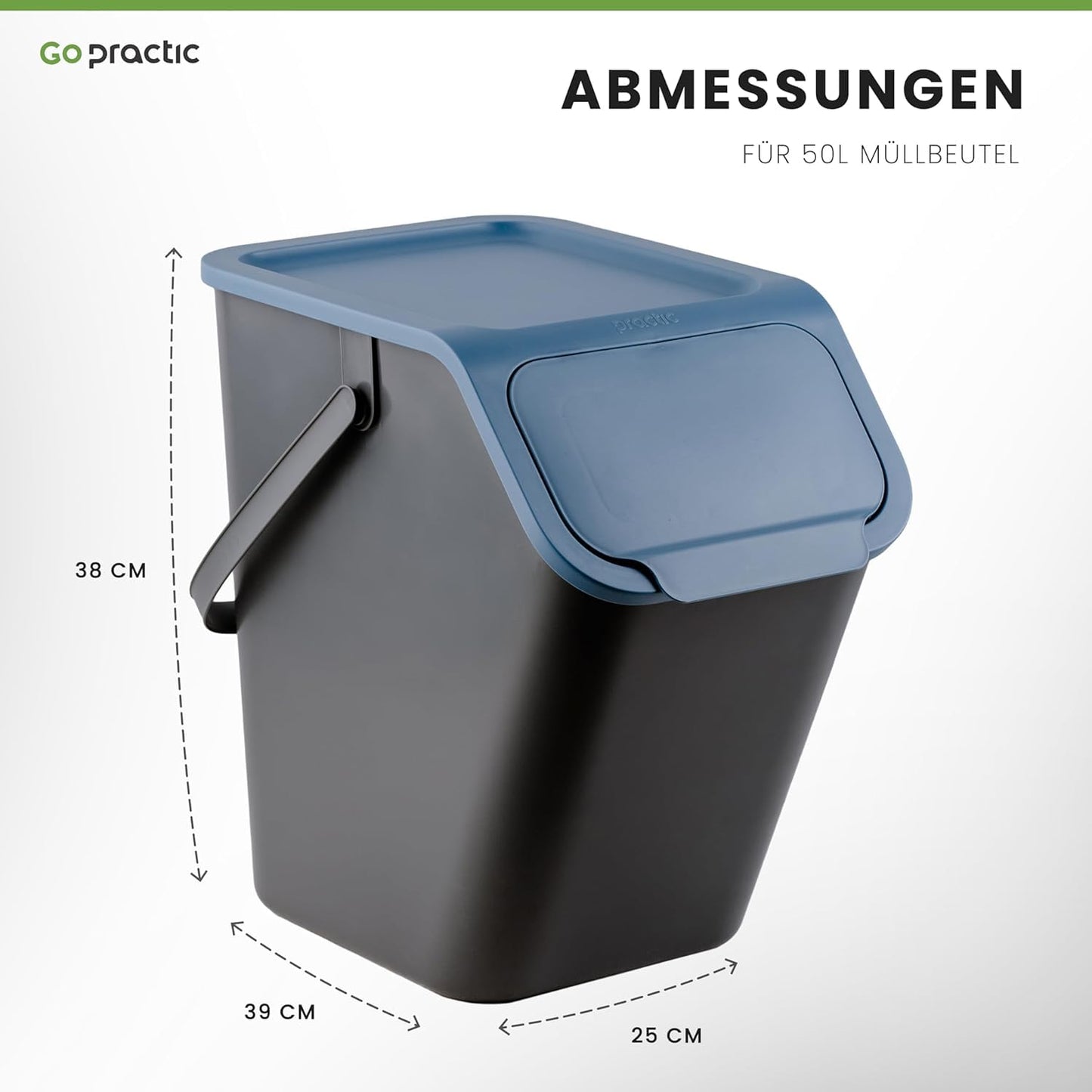 Mülleimer mit Kohlefilter, Blau mit Kohlefilter