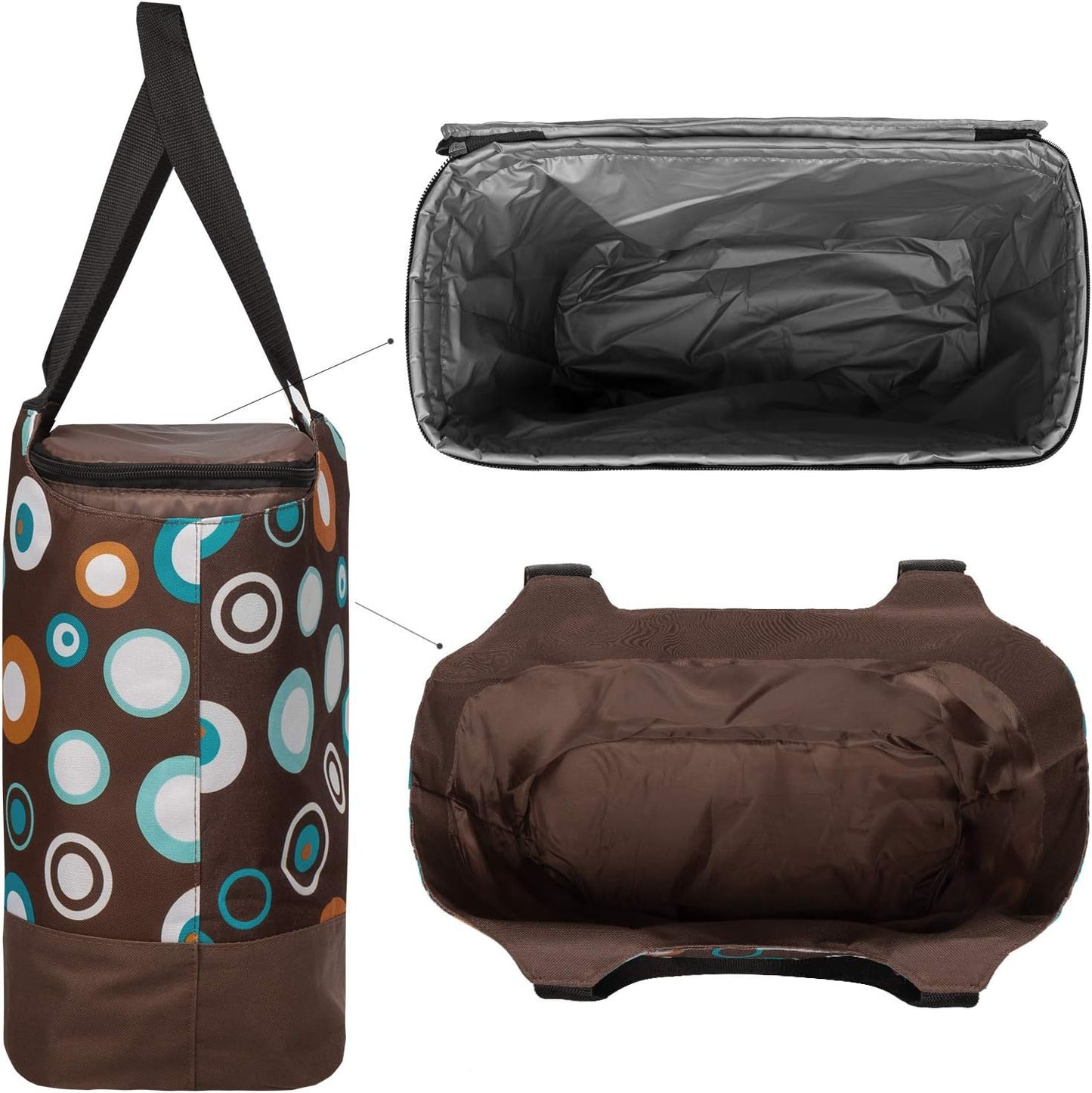 2-in-1 Einkaufstasche mit Isoliertasche, Braun Hellblau