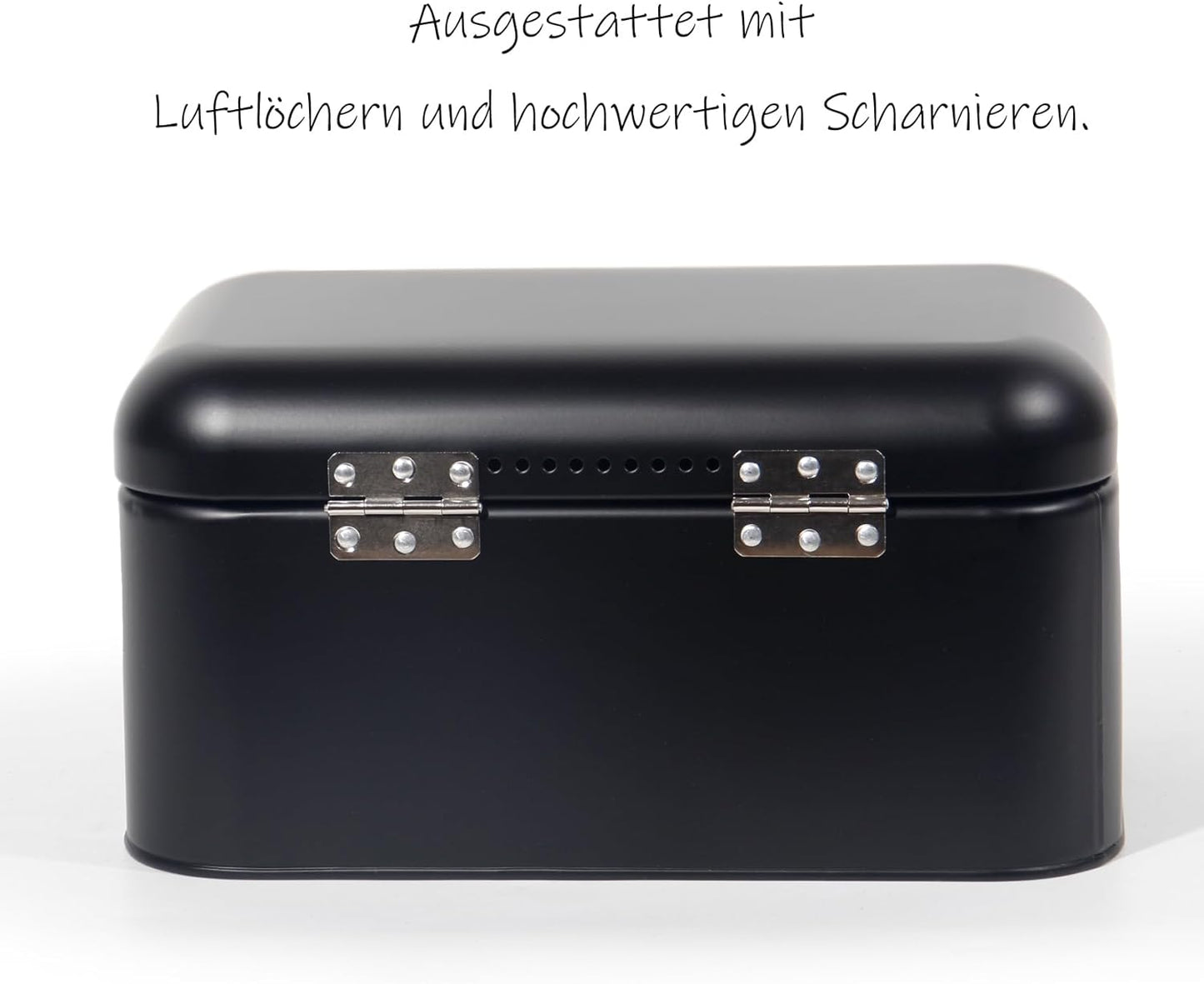 Retro Brotkasten aus Metall mit Deckel, Schwarz-30cm