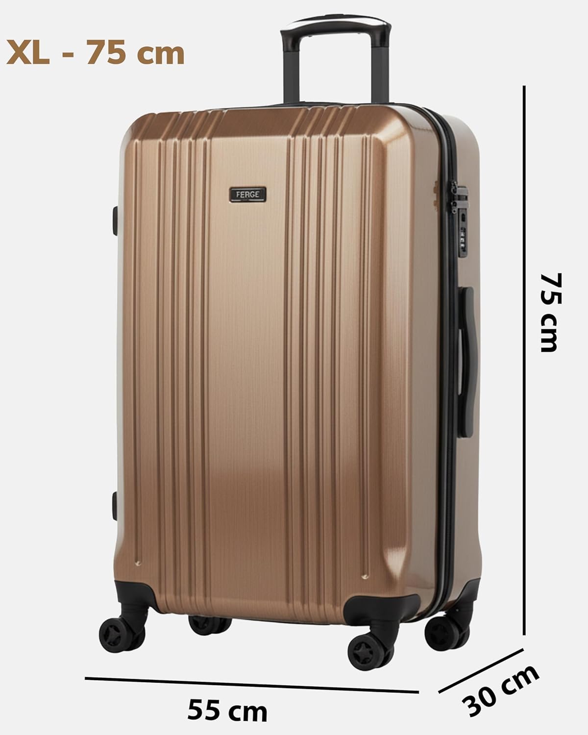 Grosser Hartschalenkoffer mit TSA-Schloss (77 cm), XL Koffer 75 cm Bronze-metallic