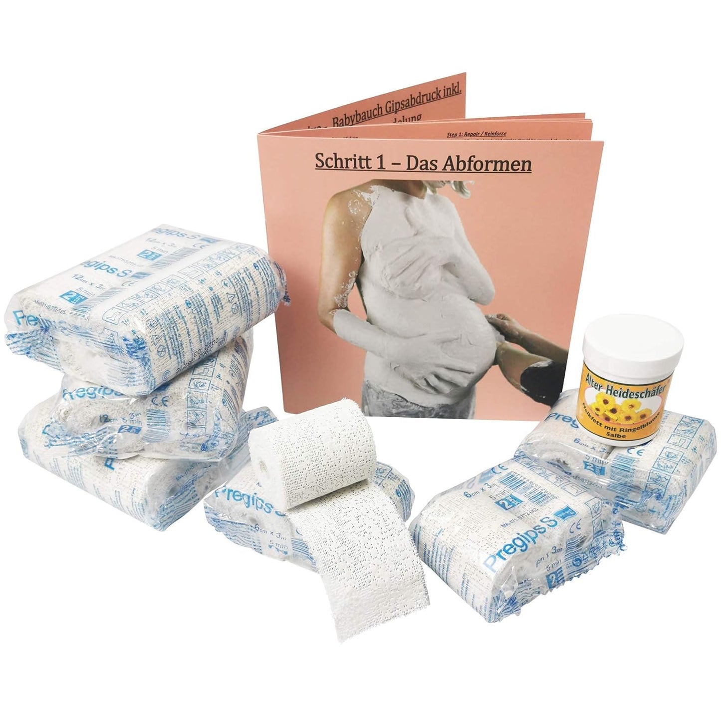 Babybauch Gipsabdruck Komplettset mit Veredelung