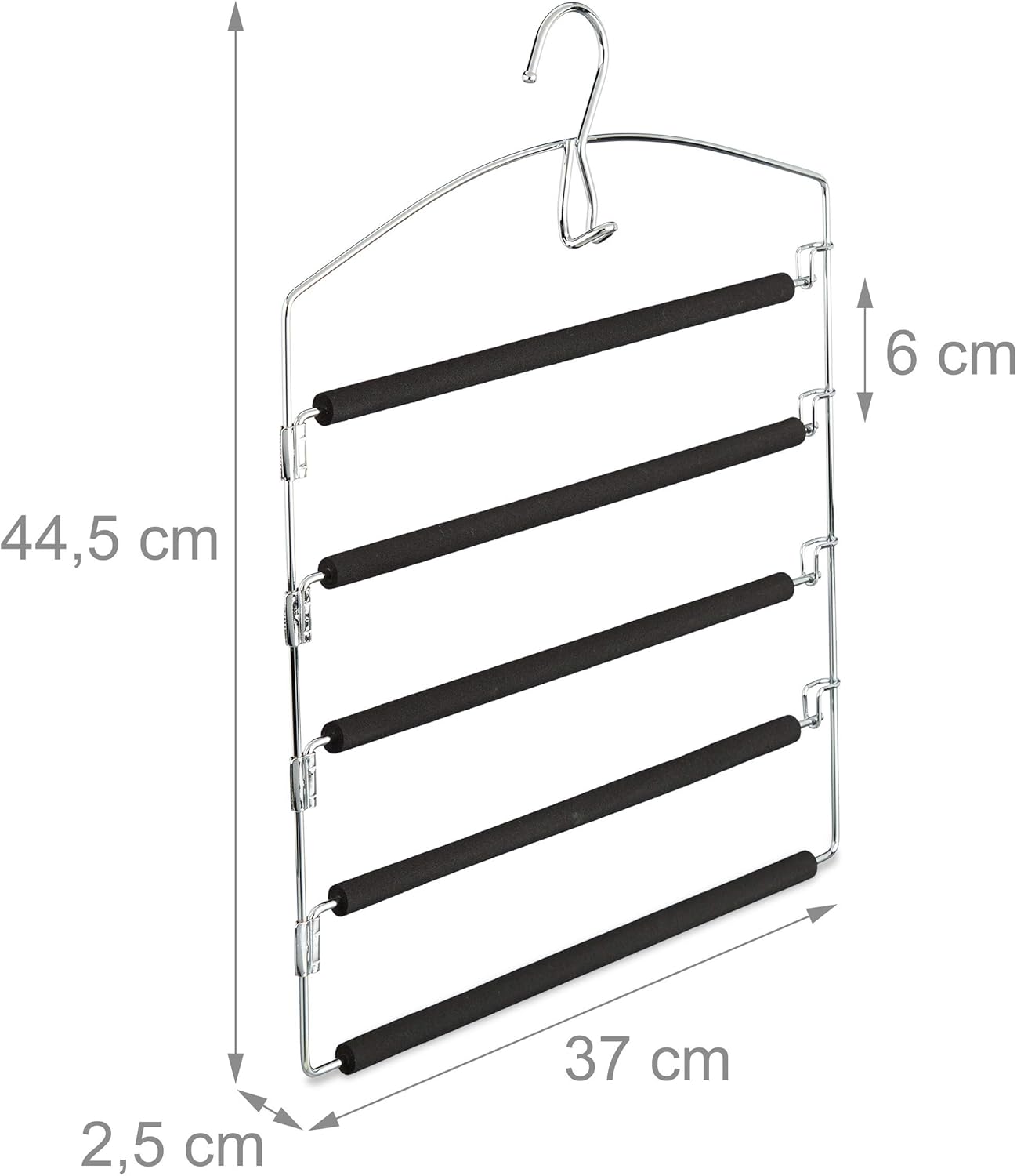 3-teiliges Hosenbügel Set, 3er Pack / Schwarz, Silber