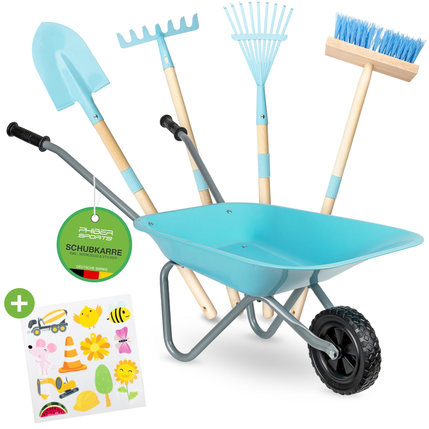 Kinderschubkarre & Gartenwerkzeug-Set, Schubkarre-Set