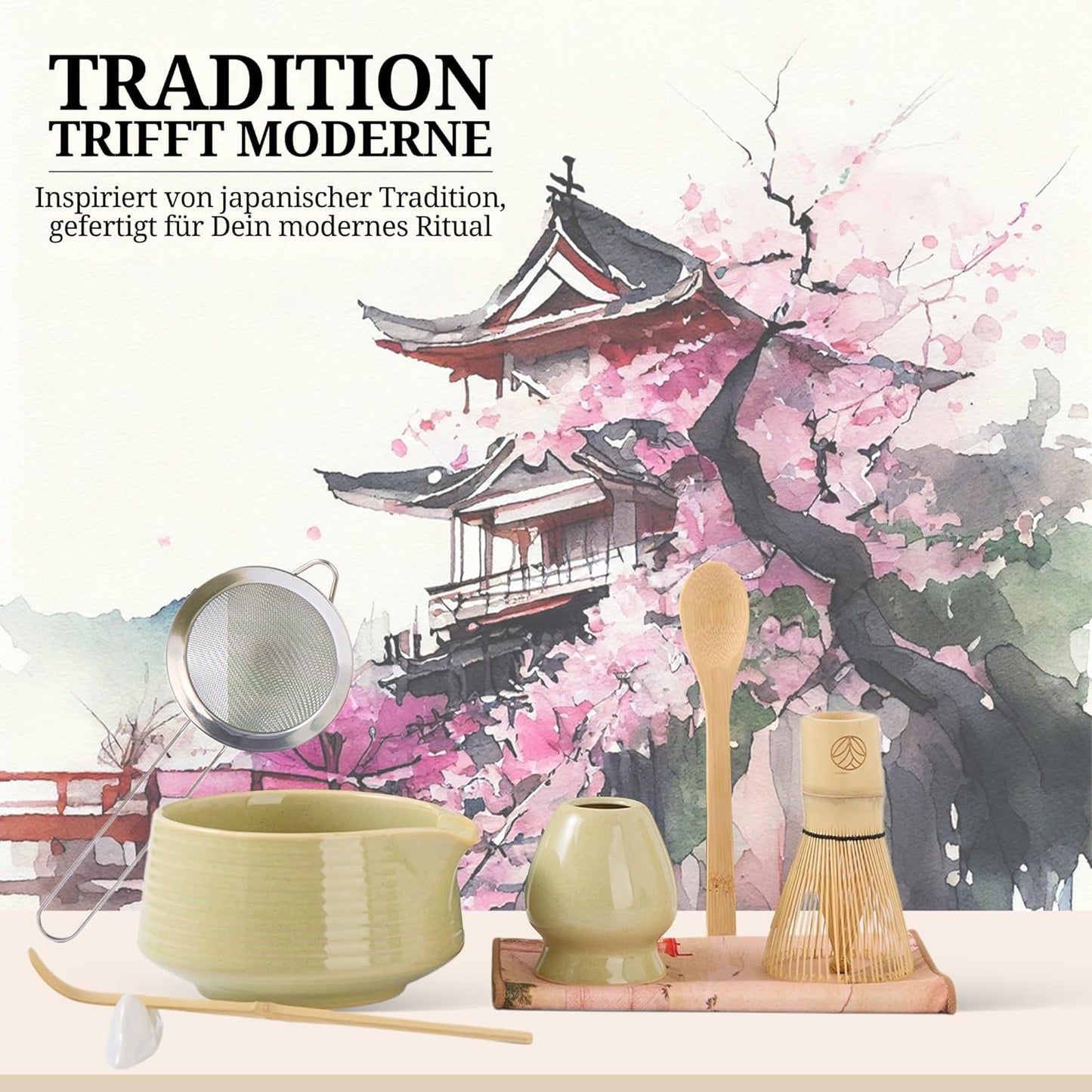 8-teiliges Matcha-Tee-Set, 8 teilig Grün