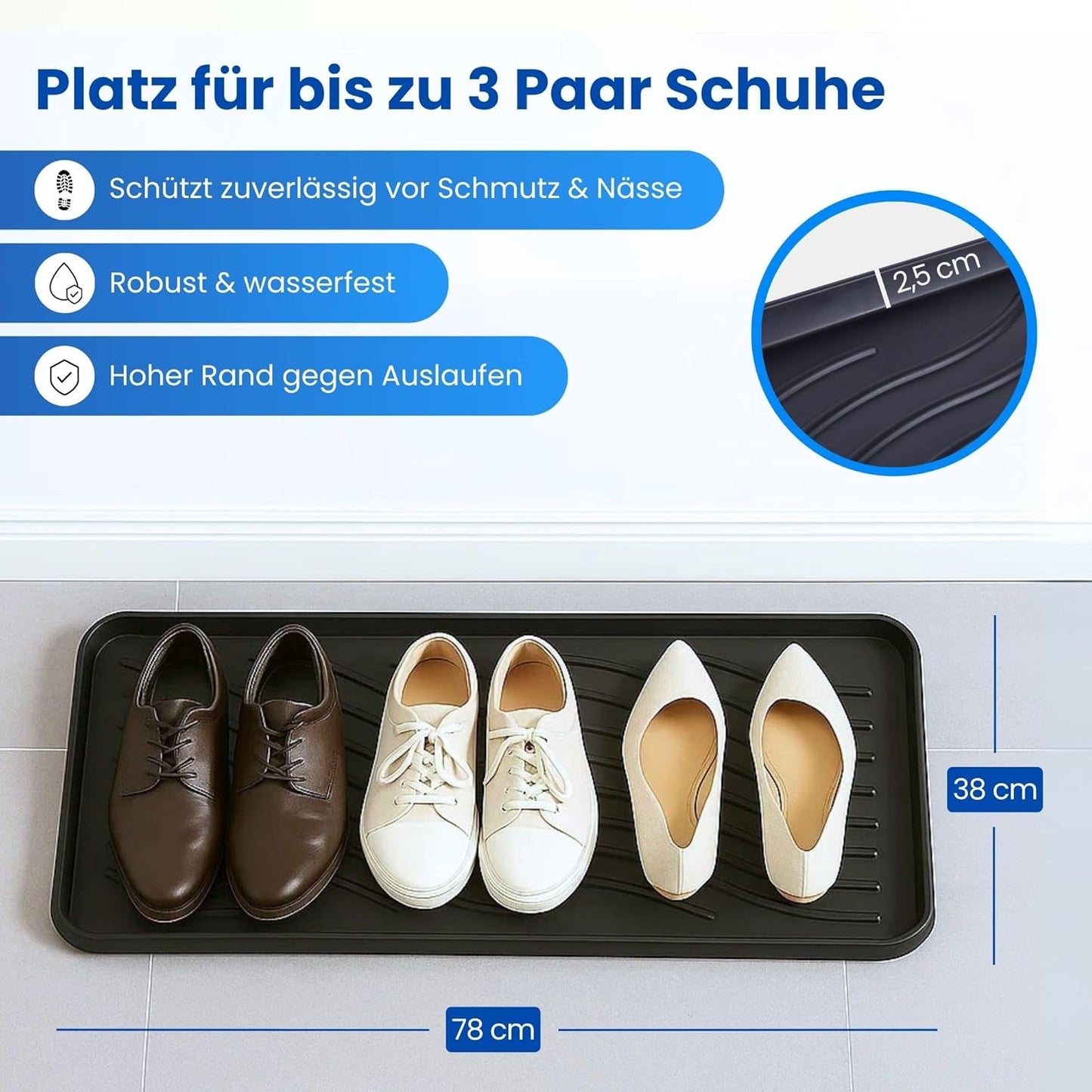 4er-Set Schuhabtropfschalen, Anthrazit 78x38 cm 4