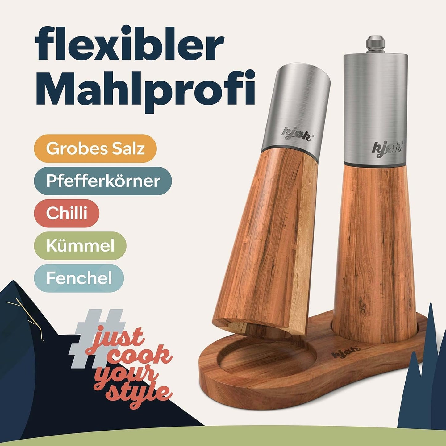 Salz- und Pfeffermühle, Holz / Edelstahl