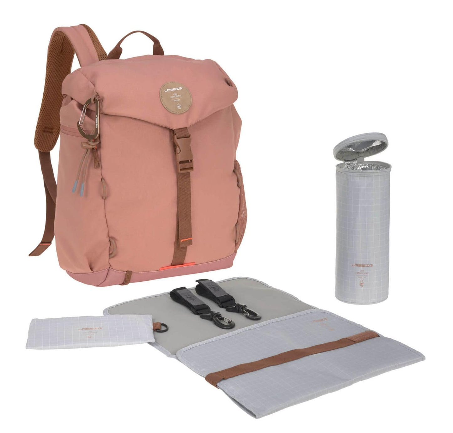 Baby Wickelrucksack mit Zubehör, wasserabweisend, Rust