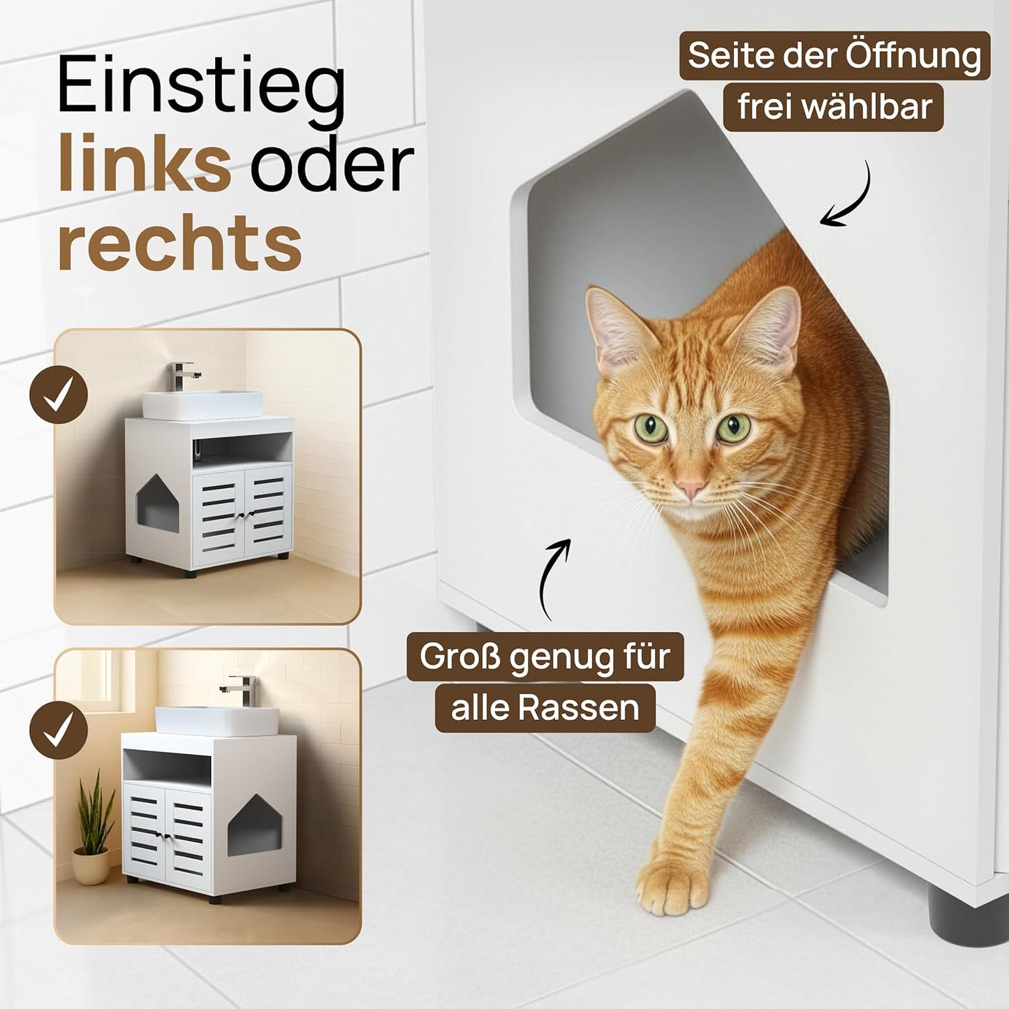 Katzenschrank für Katzenklo, Weiss