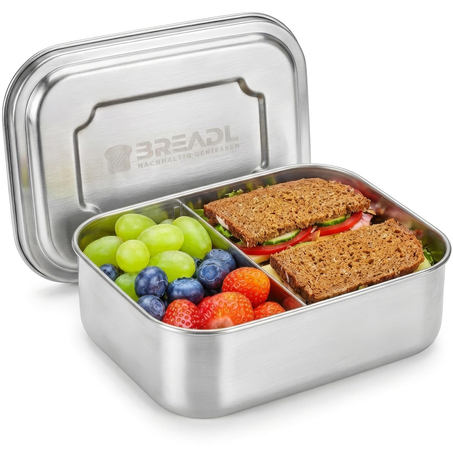 Lunchbox mit fester Trennwand, 1000ml / 2 Fächer Edelstahl