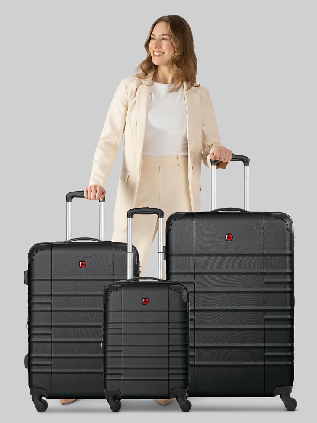Amplar Evo 4 Rollen Kofferset, Schwarz Kofferset + (3-teilig)