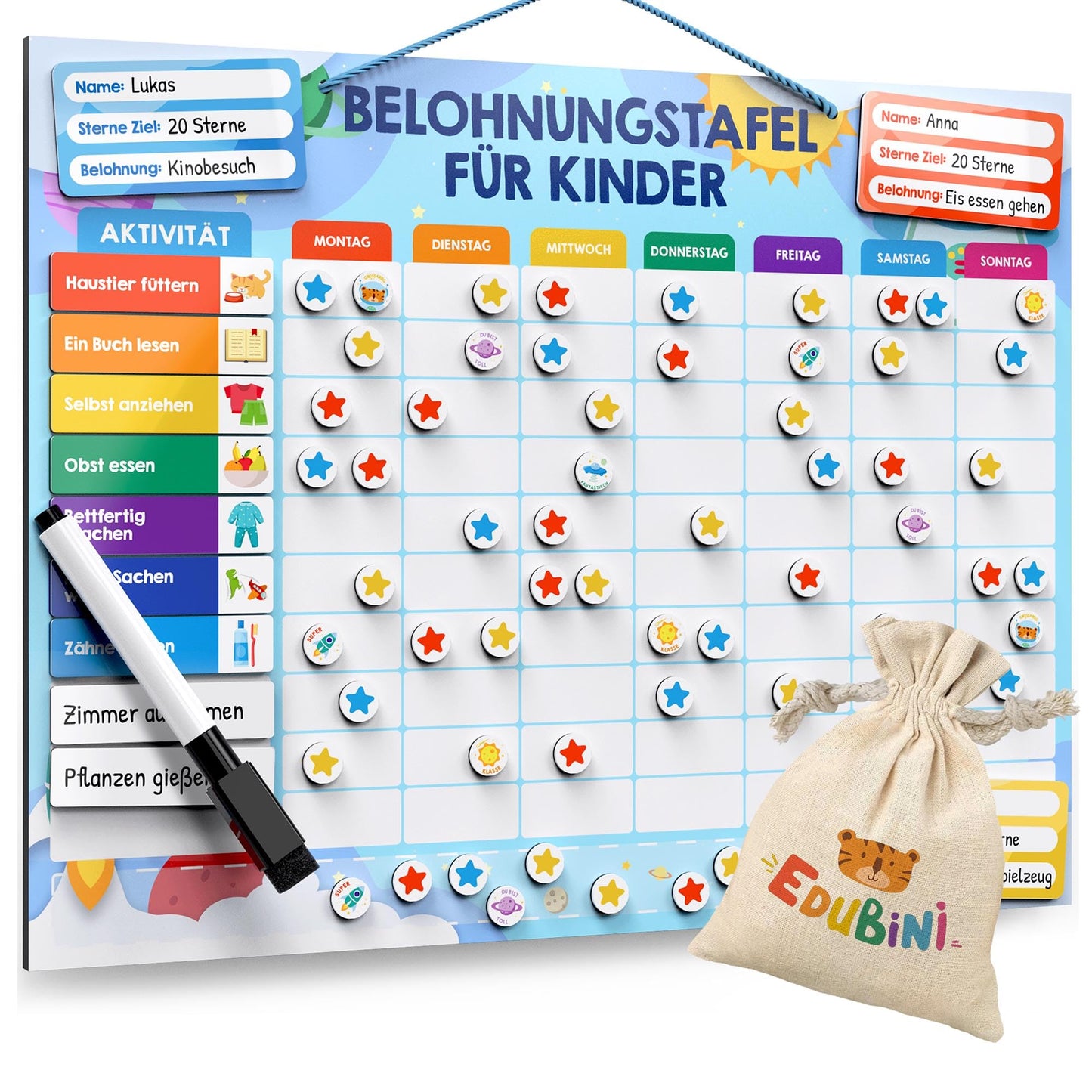 Belohnungstafel für Kinder, Tafel-Weltraum