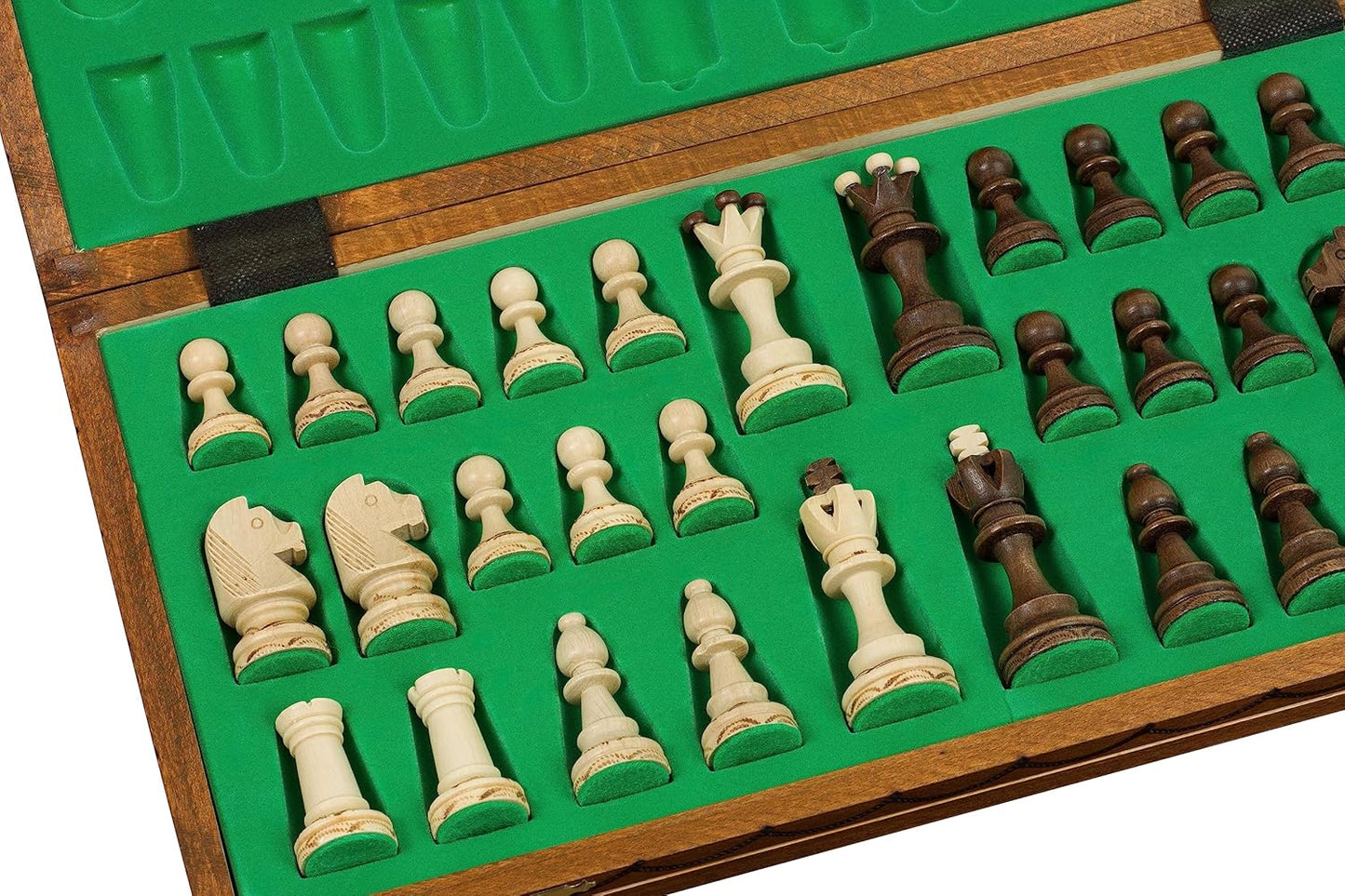 Schachspiel mit handbemalten Holzfiguren, CHW4 BROWN