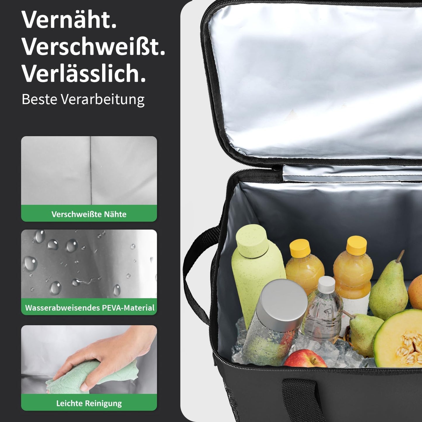 Faltbare Kühltasche, Schwarz einzeln 40 x 24 x 31 cm