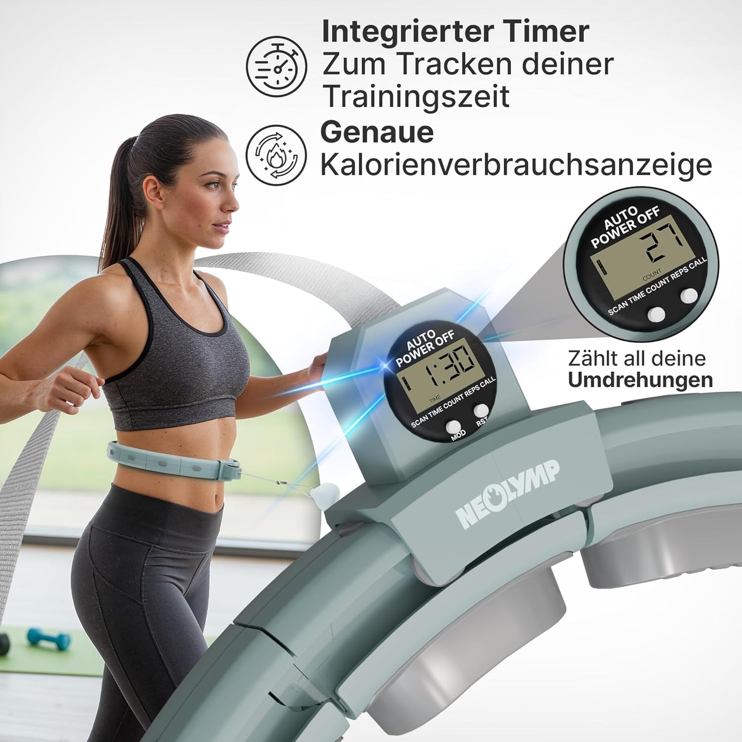 Smart Hula Hoop Reifen mit integriertem Tracking, Sky Blue