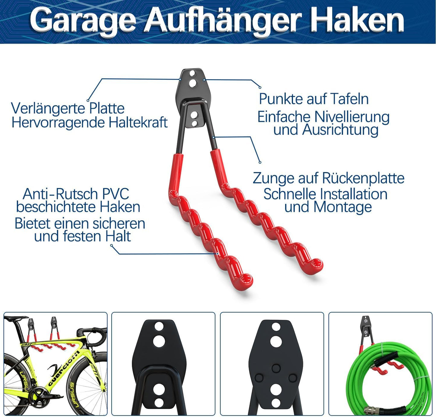 31-teiliges Schwerlast-Gerätehaken-Set für Garage, Rot 31pc