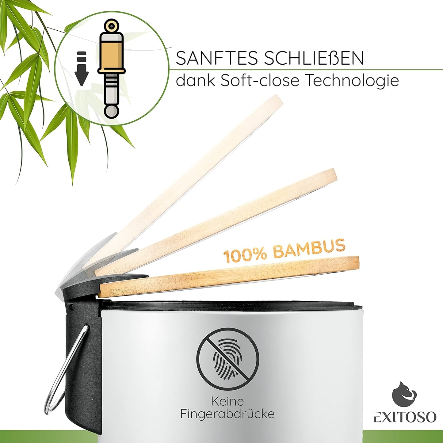 Tretmülleimer mit Softclose-Deckel, weiß