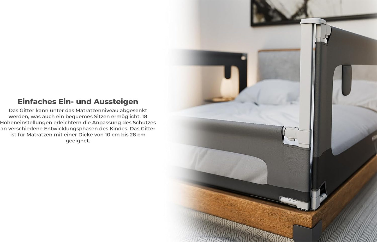 Klappbares Bettgitter Cover 48, höhenverstellbar, 70 X 180 CM