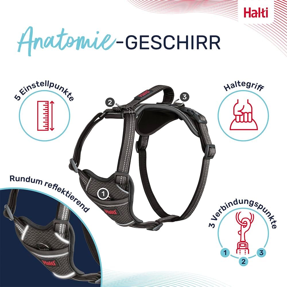 HALTI Anatomie Hundegeschirr, Grau XS