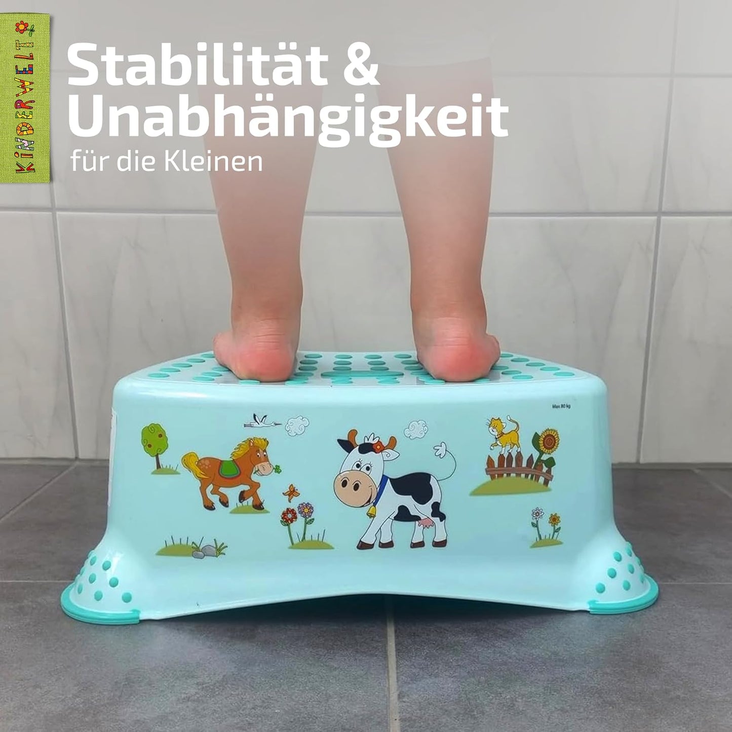 Premium Tritthocker für Kinder ab 18 Monaten, Aquamarin