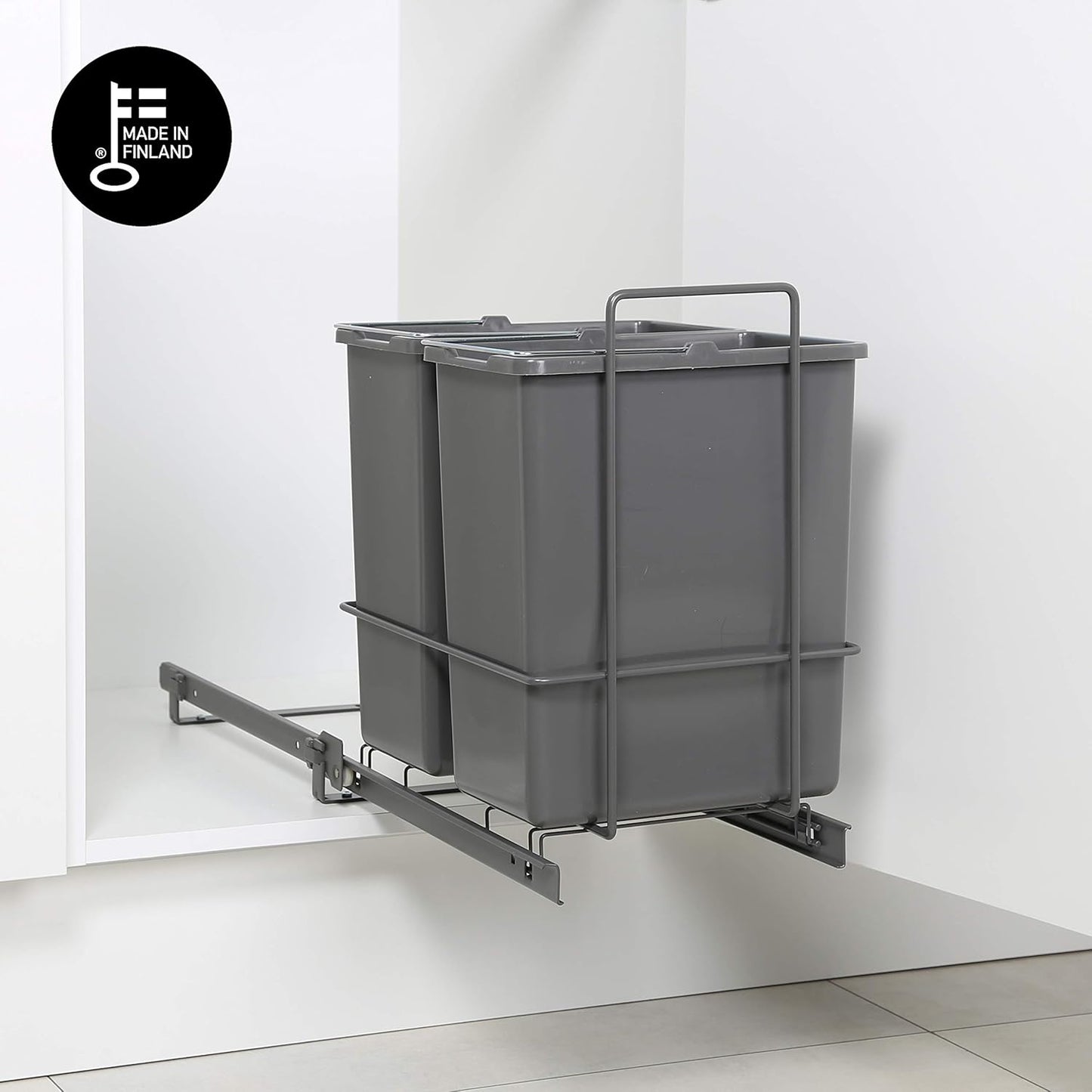 Einbau-Mülleimer mit Korbauszug, Anthrazit