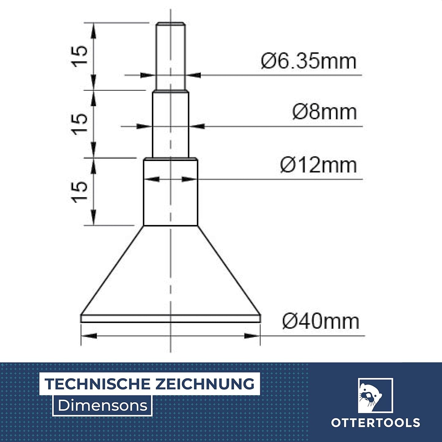 Zentrierdorn ZH40 für Oberfräsen, Legierter Stahl 40 mm