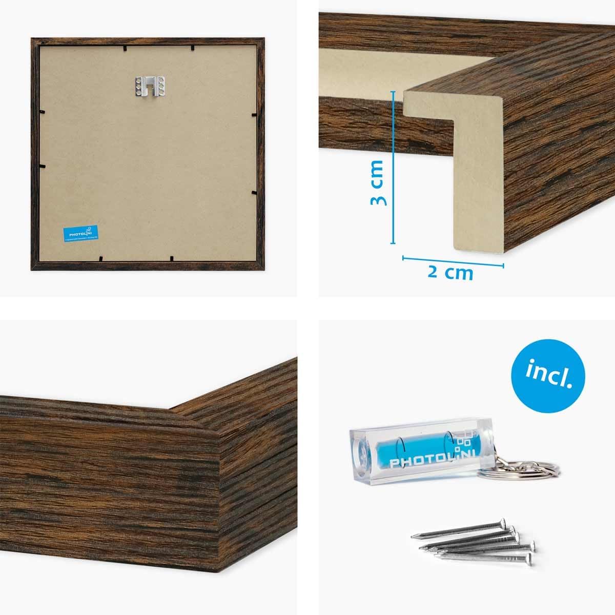 2er-Set 3D-Objektrahmen zum Befüllen (30x30 cm), 30x30 cm / 2x Eiche Dunkel