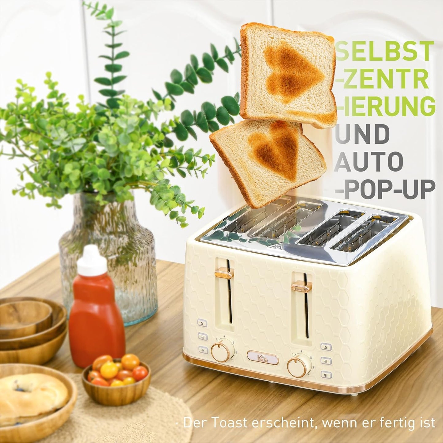 Frühstücksset 1,7L Wasserkocher & Toaster (4 Scheiben), Beige
