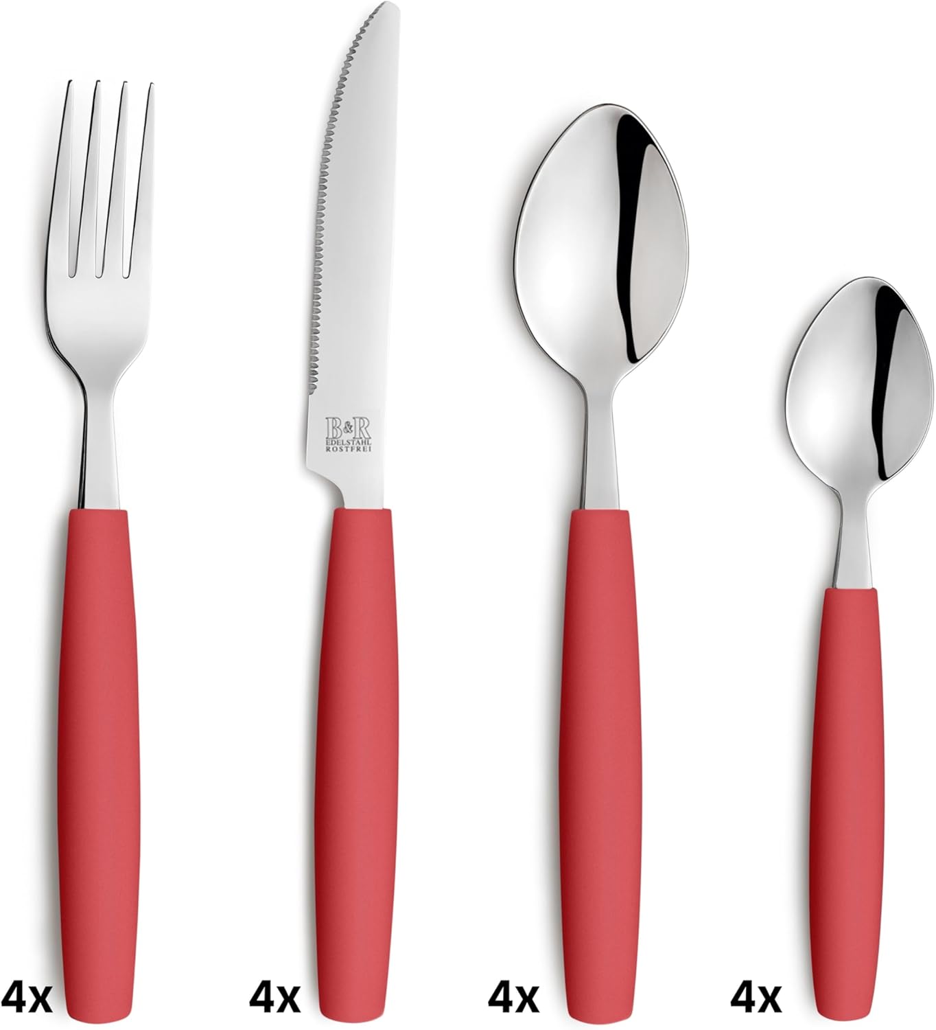 Besteck-Set für 4 Personen, Rot