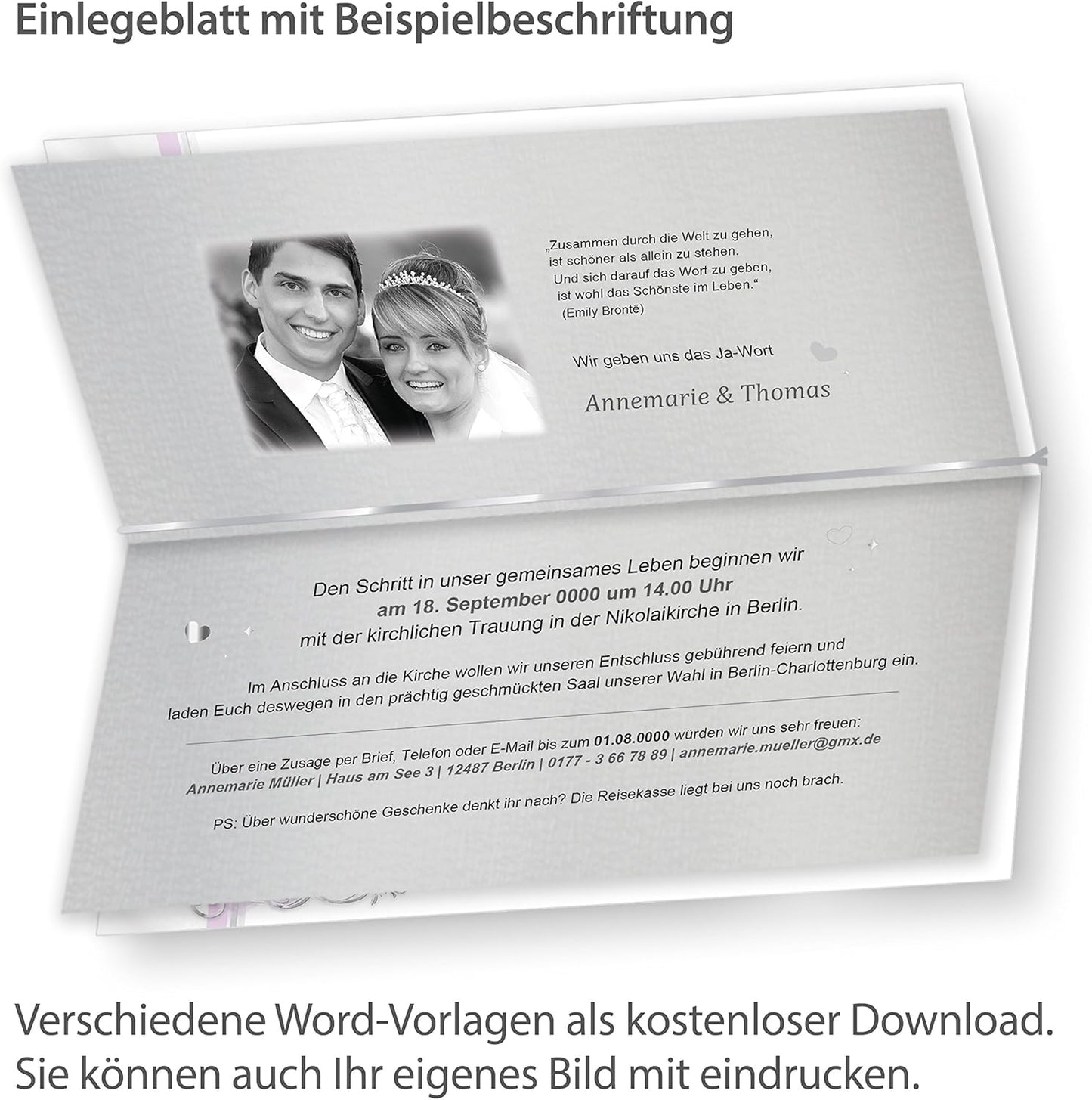 Einladungen Hochzeit-Sets, 40 Sets