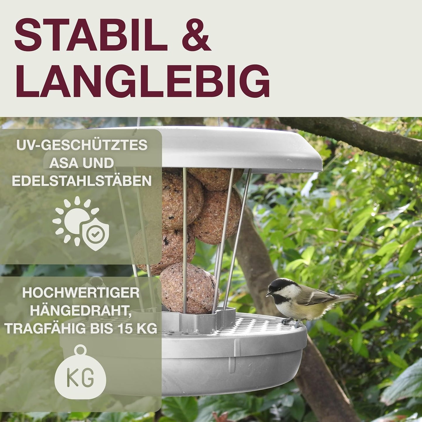 Vogelfutterhaus Lucerne, Hellgrau Lucerne